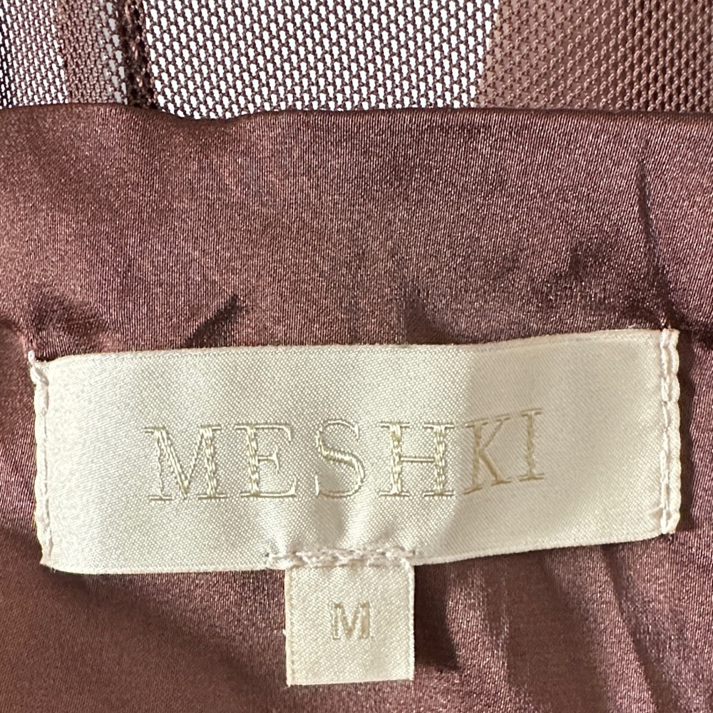 Meshki Brown Satin Corset Dress Bodycon Midi Thigh Slit Sexy Night Out Size M - Picture 2 of 16
